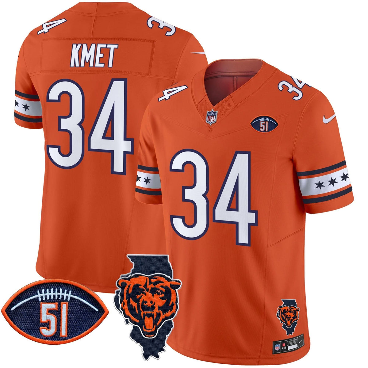 CHI Illinois & Dick Butkus Patch Vapor Limited Jersey