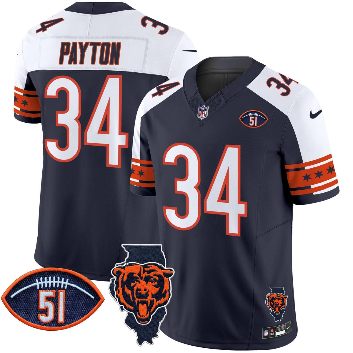 CHI Illinois & Dick Butkus Patch Vapor Limited Jersey
