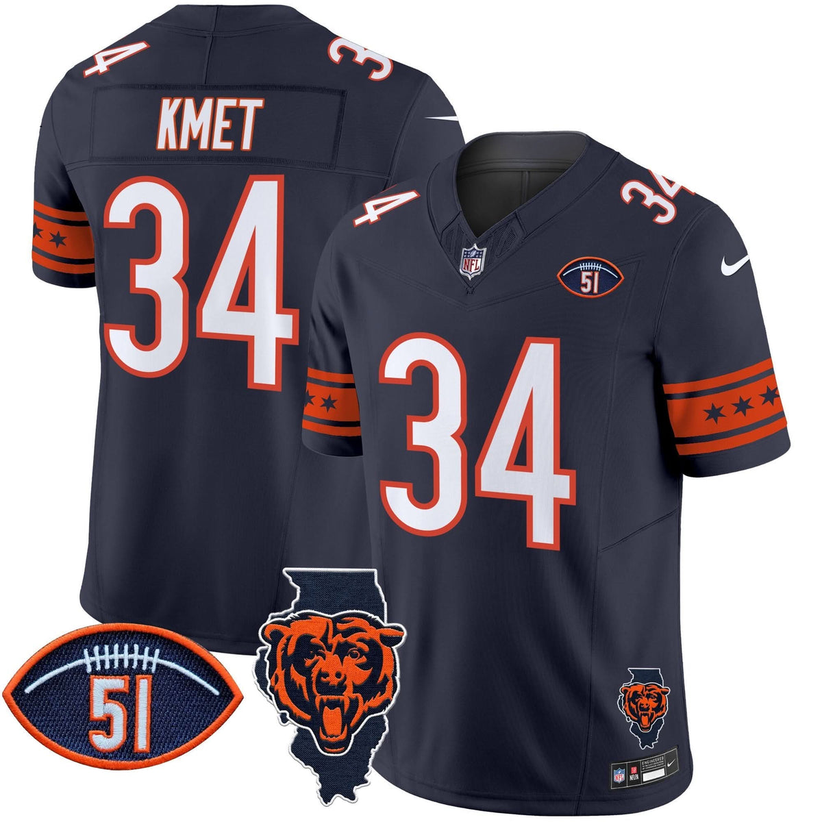 CHI Illinois & Dick Butkus Patch Vapor Limited Jersey