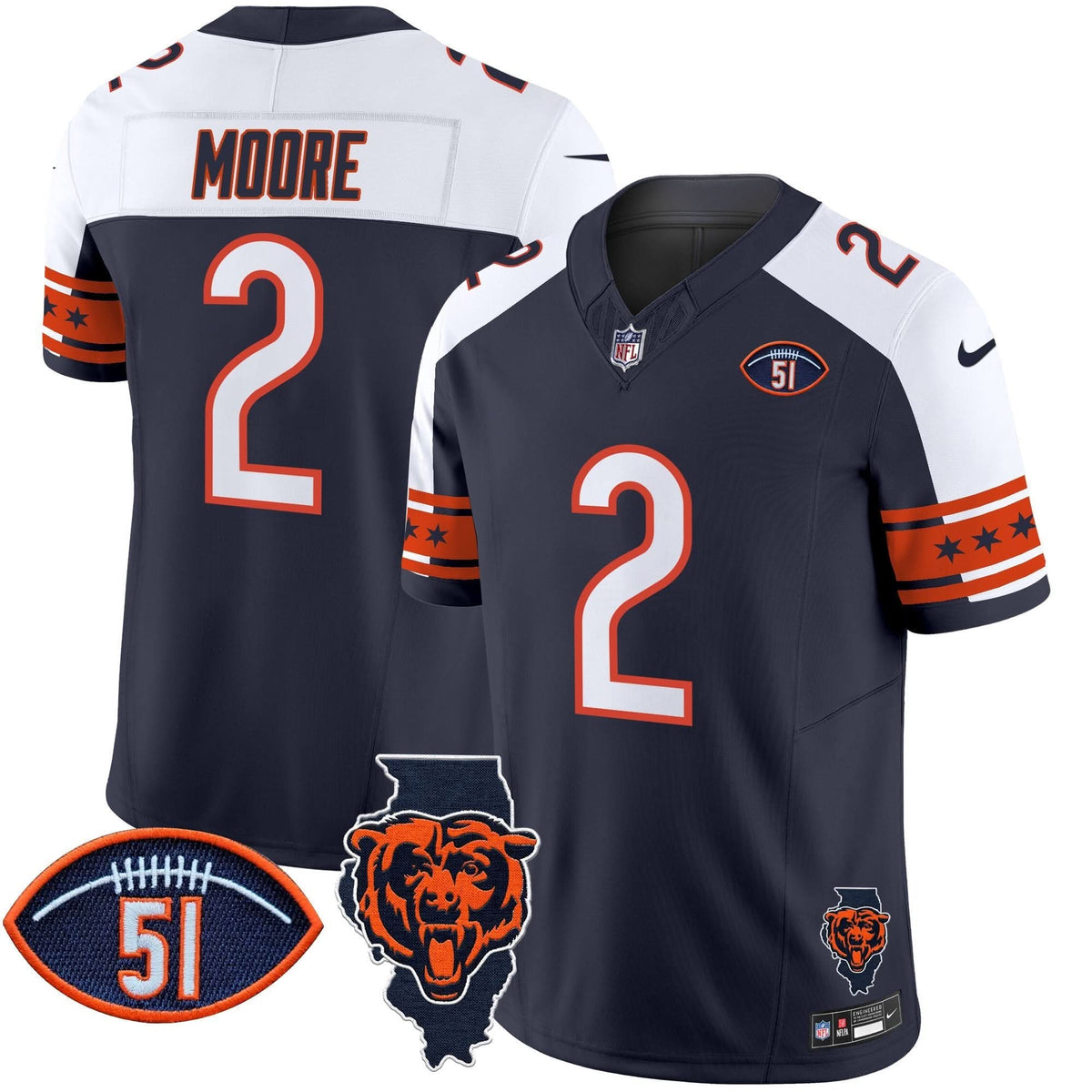 CHI Illinois & Dick Butkus Patch Vapor Limited Jersey