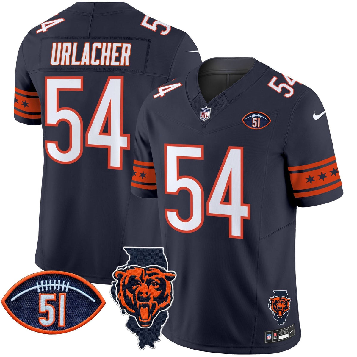 CHI Illinois & Dick Butkus Patch Vapor Limited Jersey