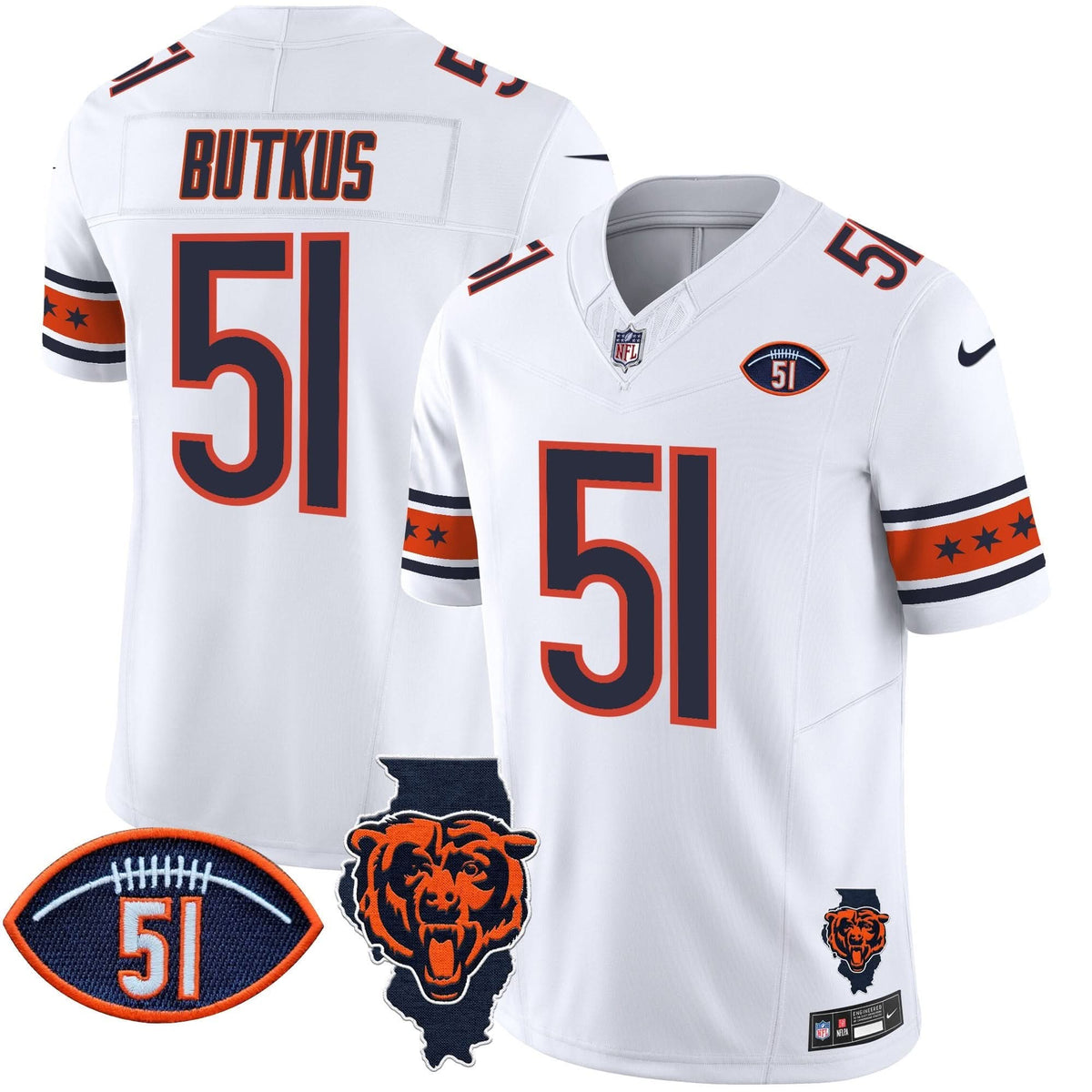 CHI Illinois & Dick Butkus Patch Vapor Limited Jersey