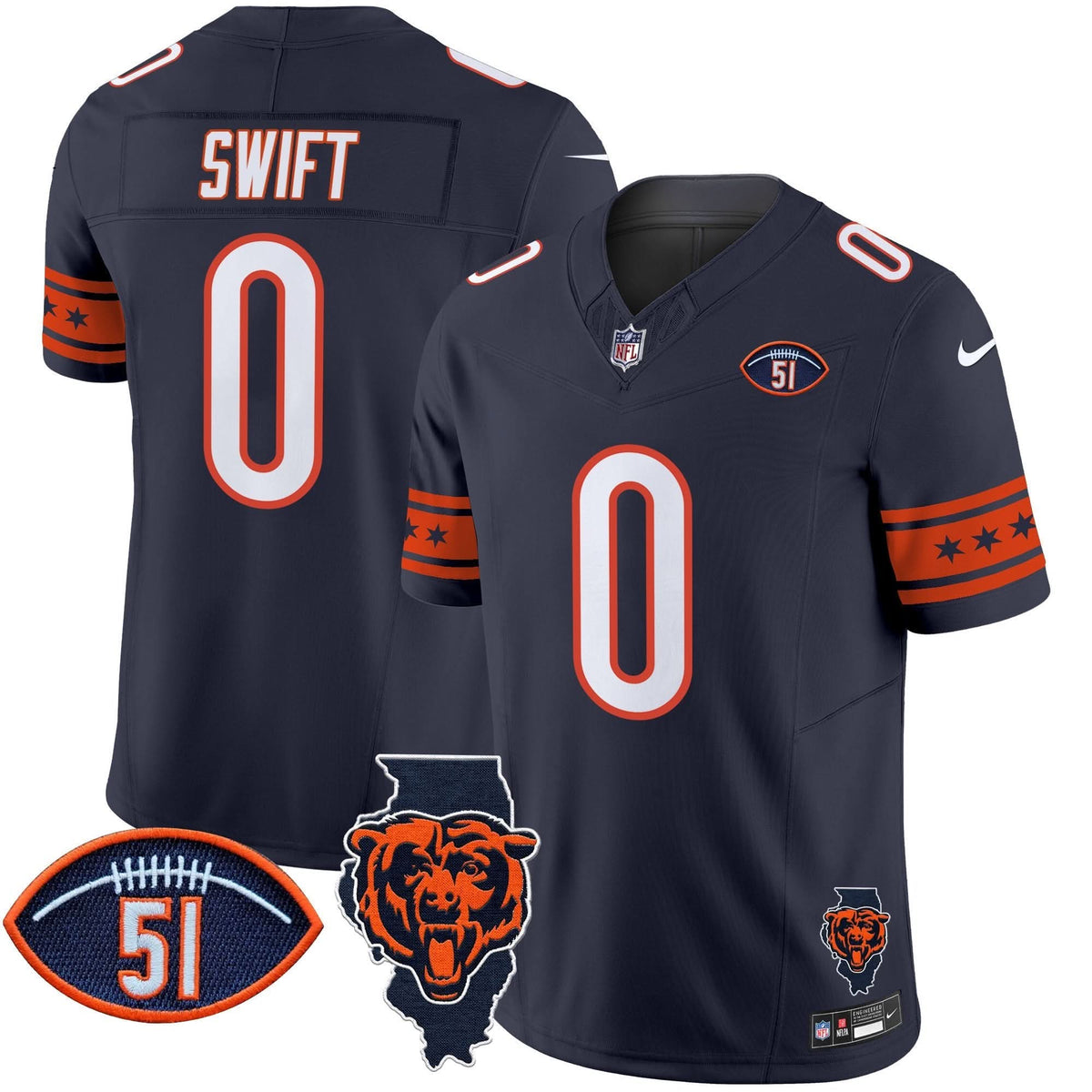 CHI Illinois & Dick Butkus Patch Vapor Limited Jersey