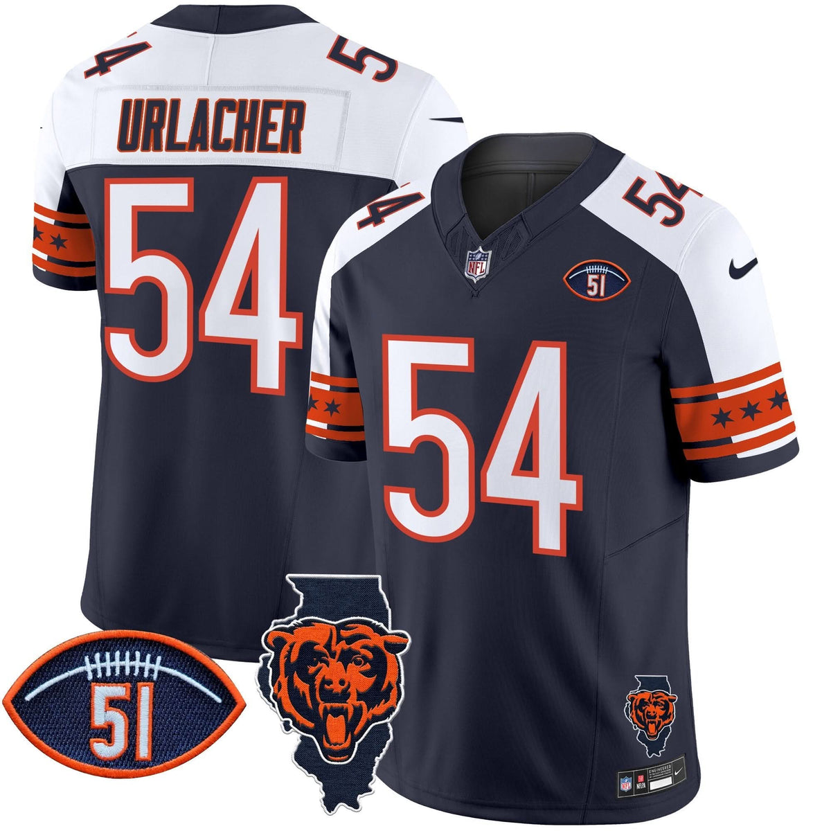 CHI Illinois & Dick Butkus Patch Vapor Limited Jersey