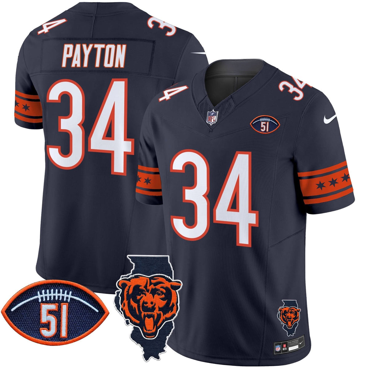 CHI Illinois & Dick Butkus Patch Vapor Limited Jersey