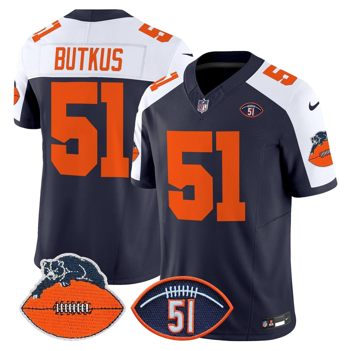 CB Dick Butkus Patch Throwback Vapor Limited Jersey