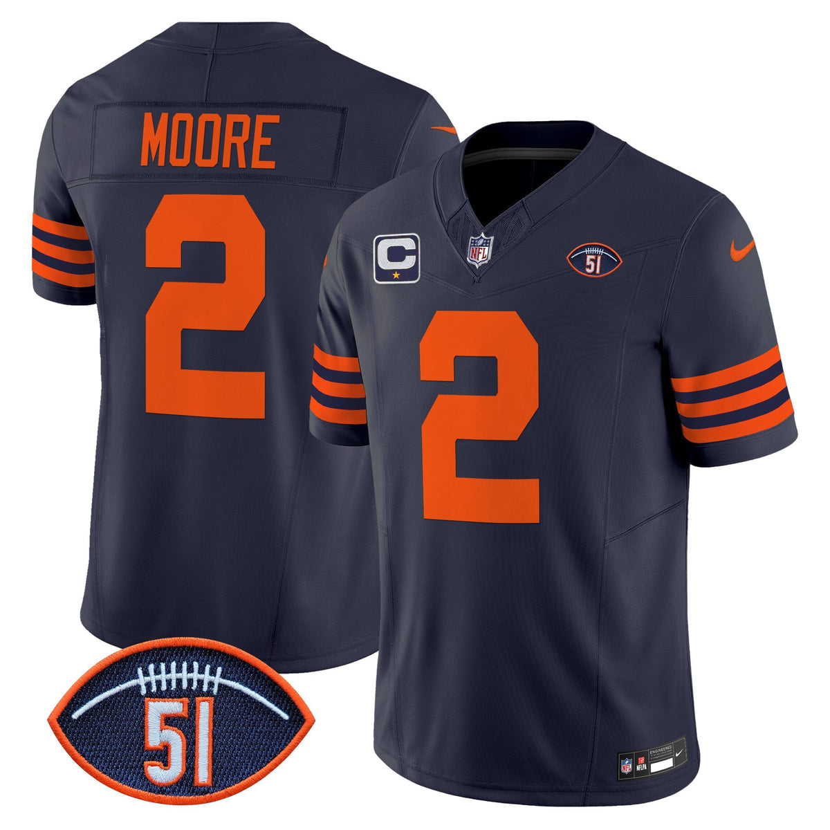 CHI Dick Butkus Patch Throwback Vapor Limited Jersey