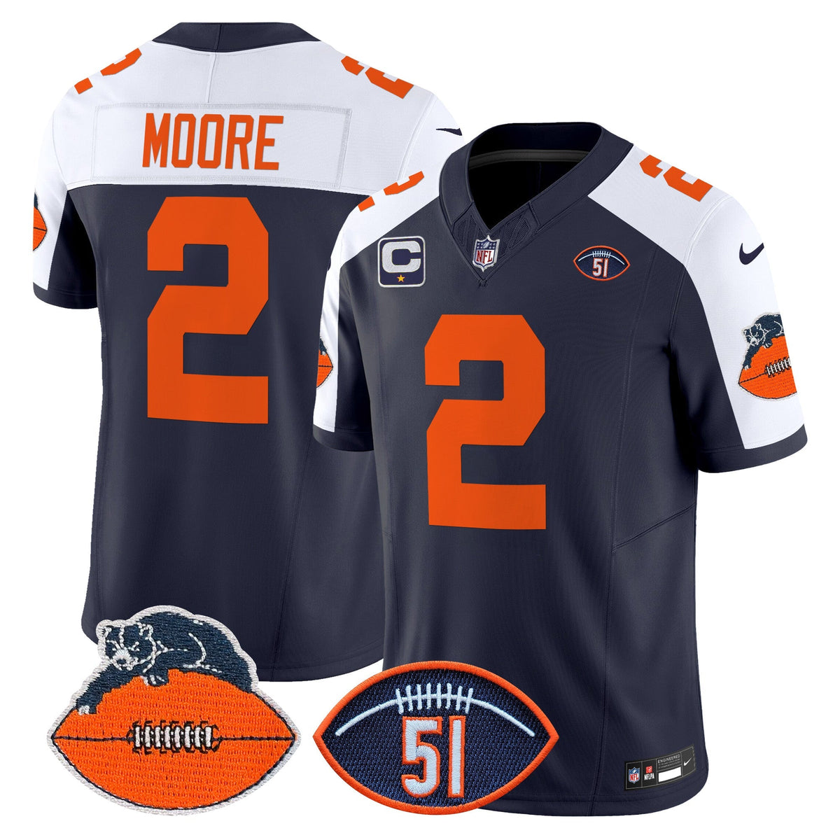 CHI Dick Butkus Patch Throwback Vapor Limited Jersey