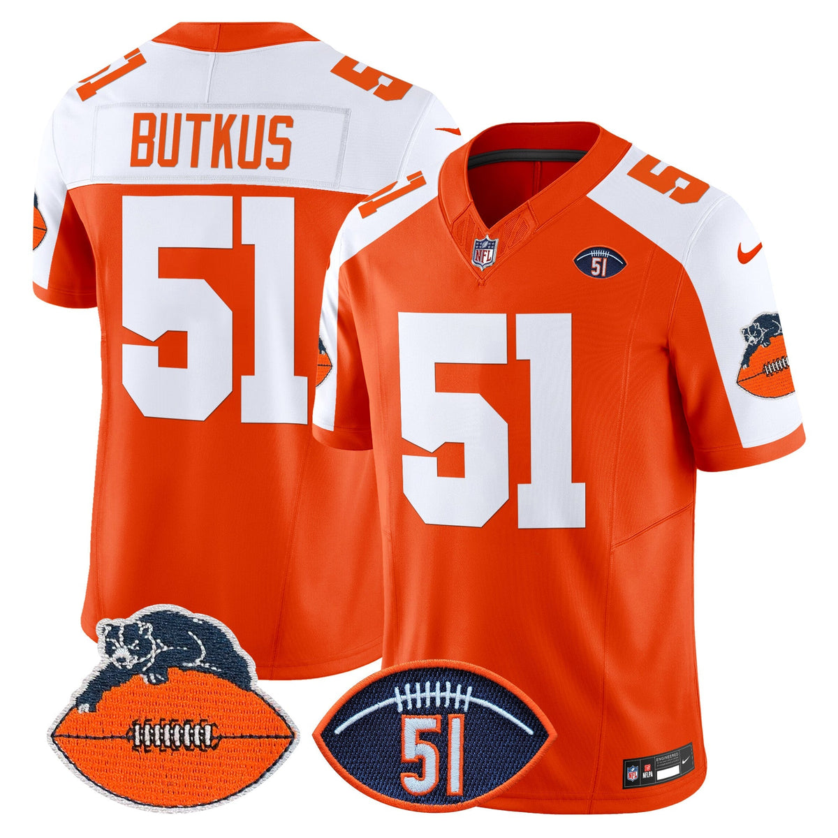CHI Dick Butkus Patch Throwback Vapor Limited Jersey