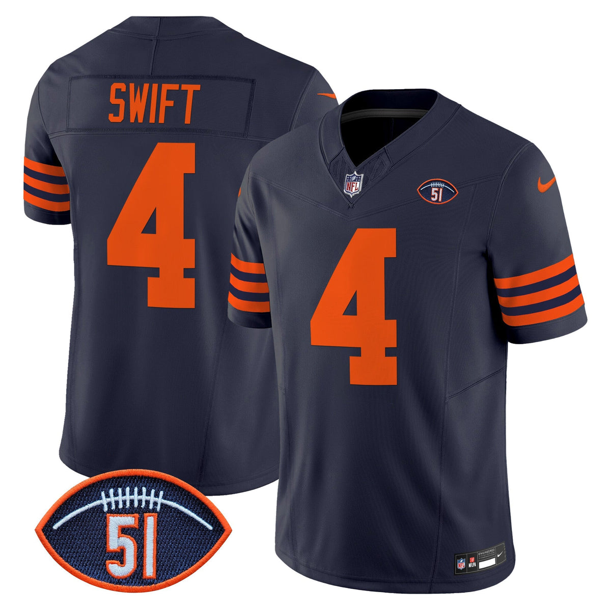 CHI Dick Butkus Patch Throwback Vapor Limited Jersey
