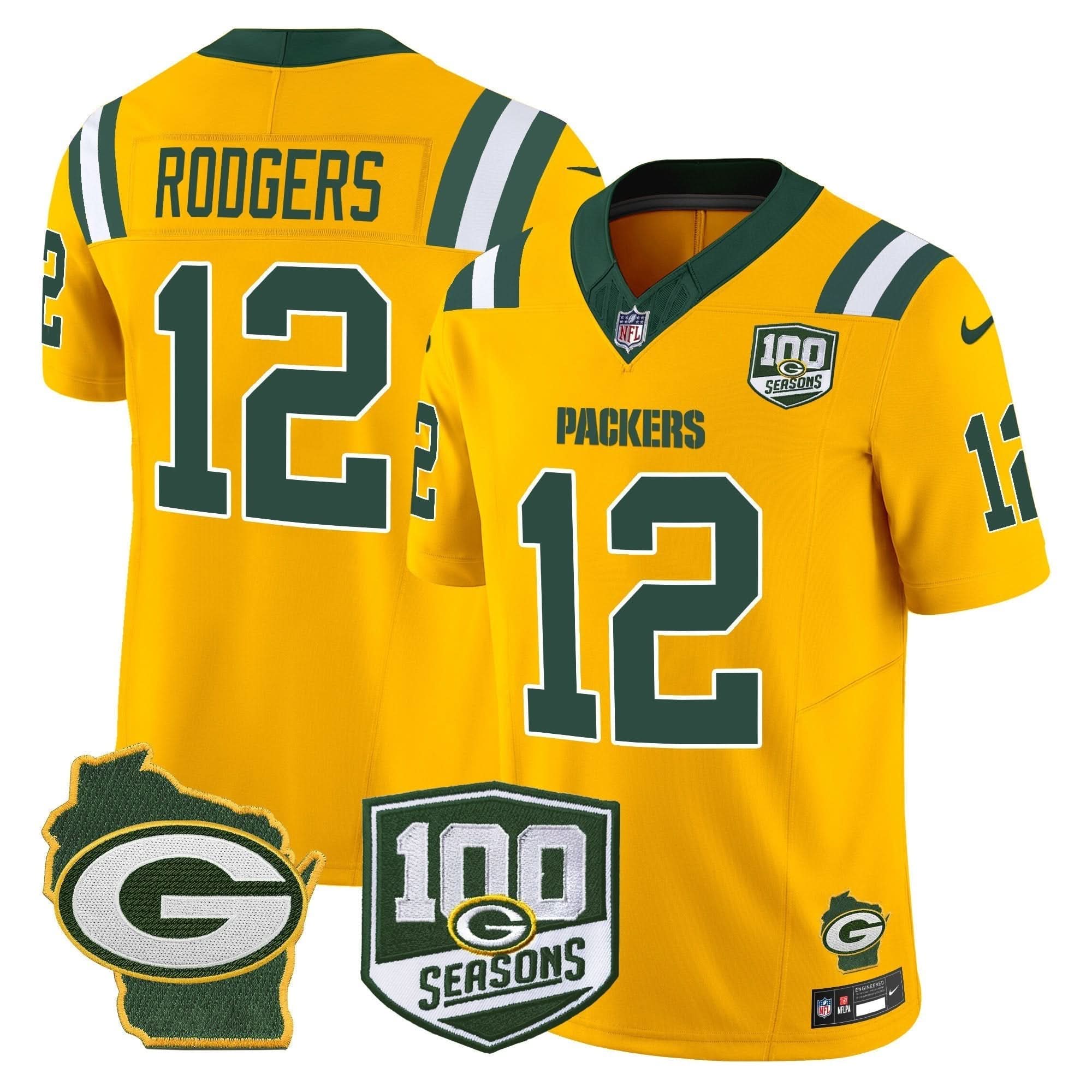 GB 100th Season & Home Patch Vapor Limited Jersey
