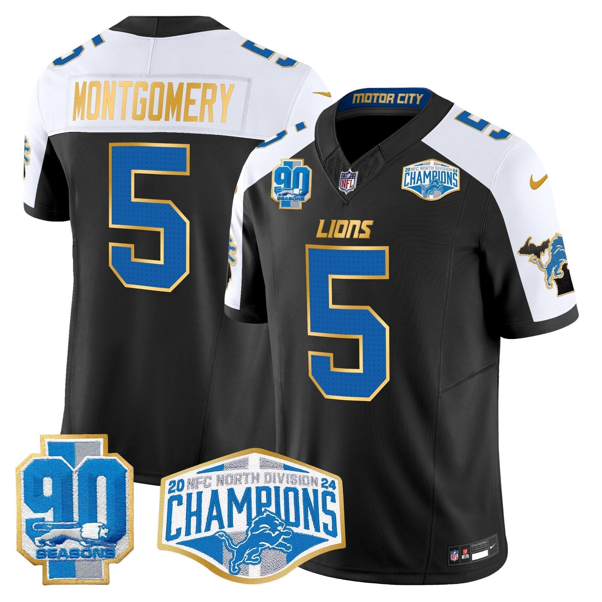 DET 2024 NFC North Division Champions Patch Gold Trim Vapor Limited Jersey
