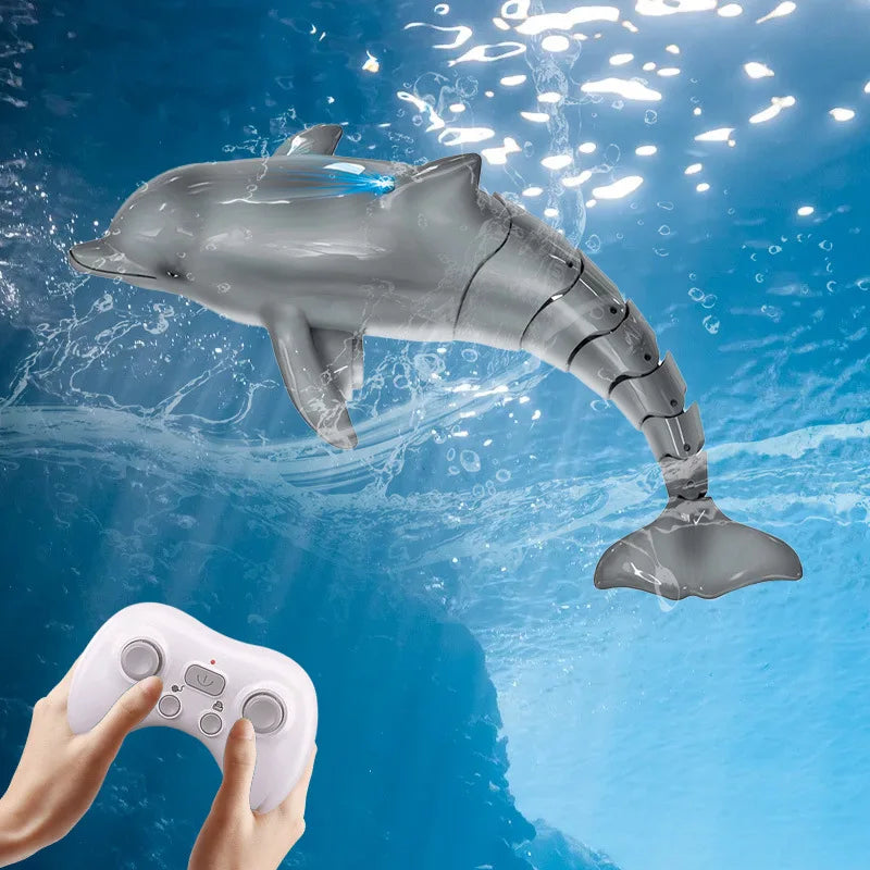 2.4G RC Toy Remote Control Dolphin Toys Waterproof Boat Electric Water Simulation Toys with Lights for Children Swimming Game