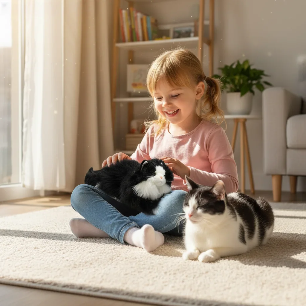 Realistic Stuffed Animal Cat, Lifelike Plush Kitten Toy for Kids, Soft Cuddly Gift for Girls Birthday