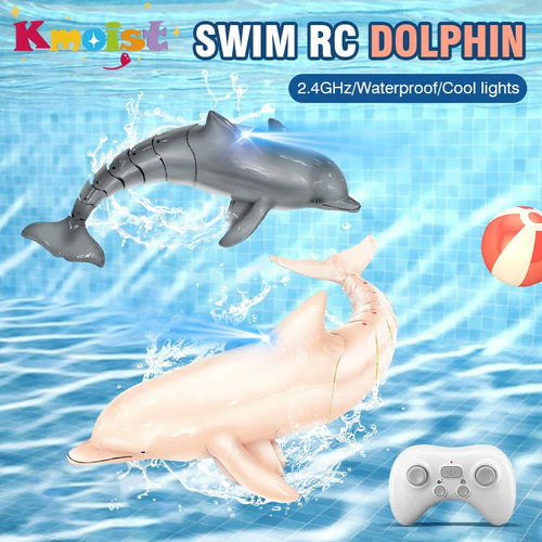 2.4G RC Toy Remote Control Dolphin Toys Waterproof Boat Electric Water Simulation Toys with Lights for Children Swimming Game