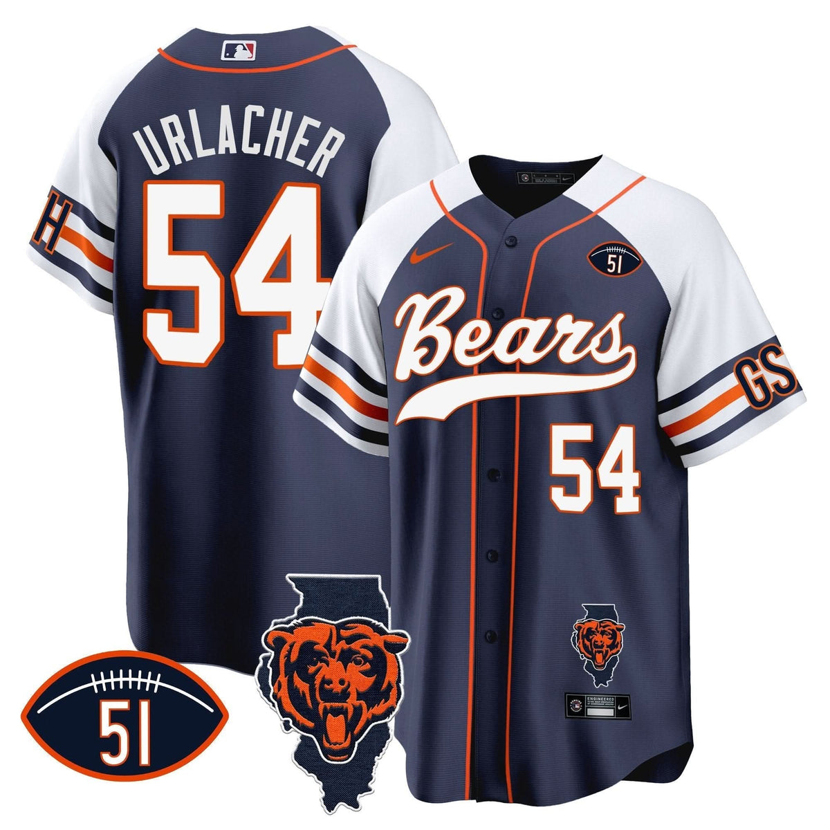 CHI Illinois Patch Baseball Jersey - All Stitched