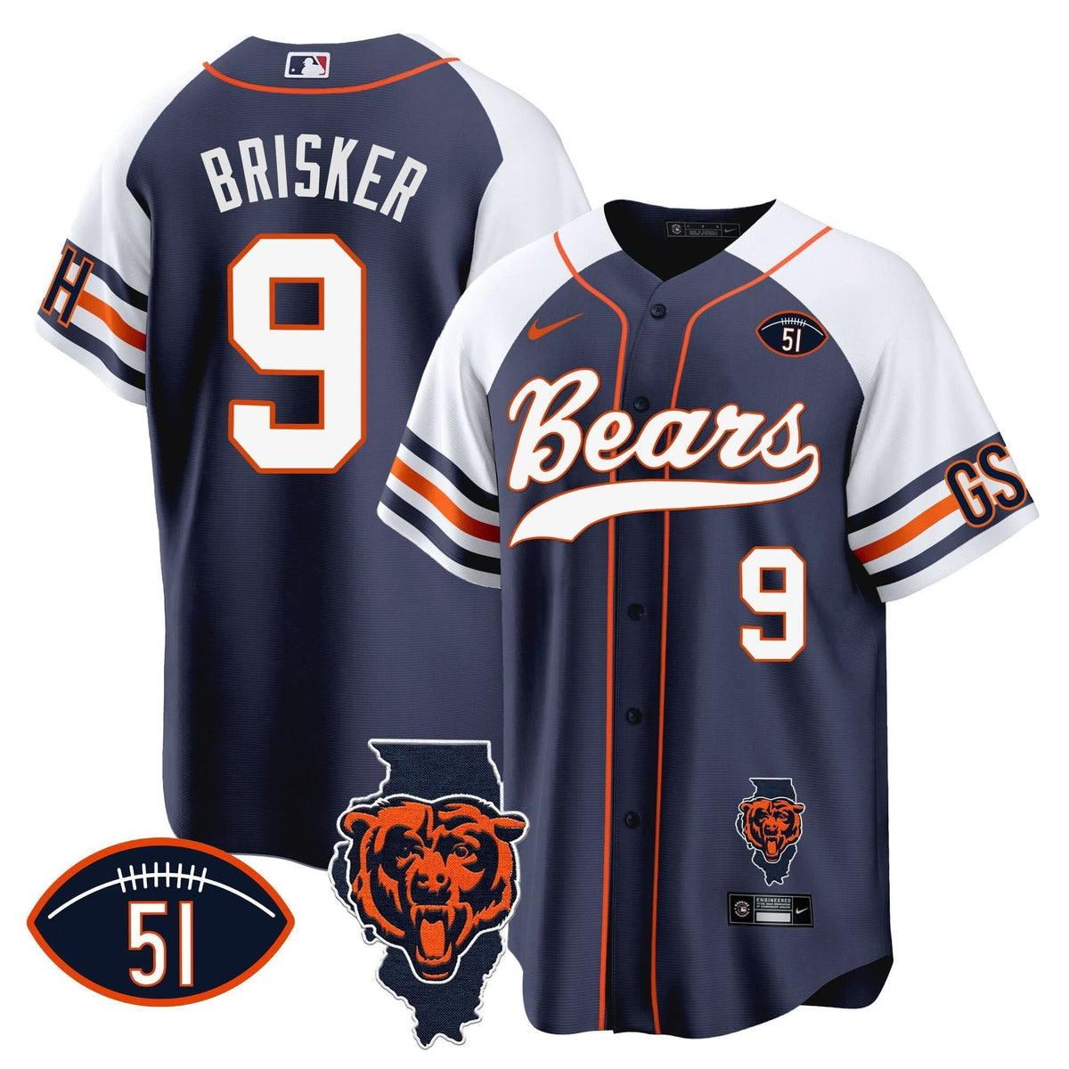 CHI Illinois Patch Baseball Jersey - All Stitched