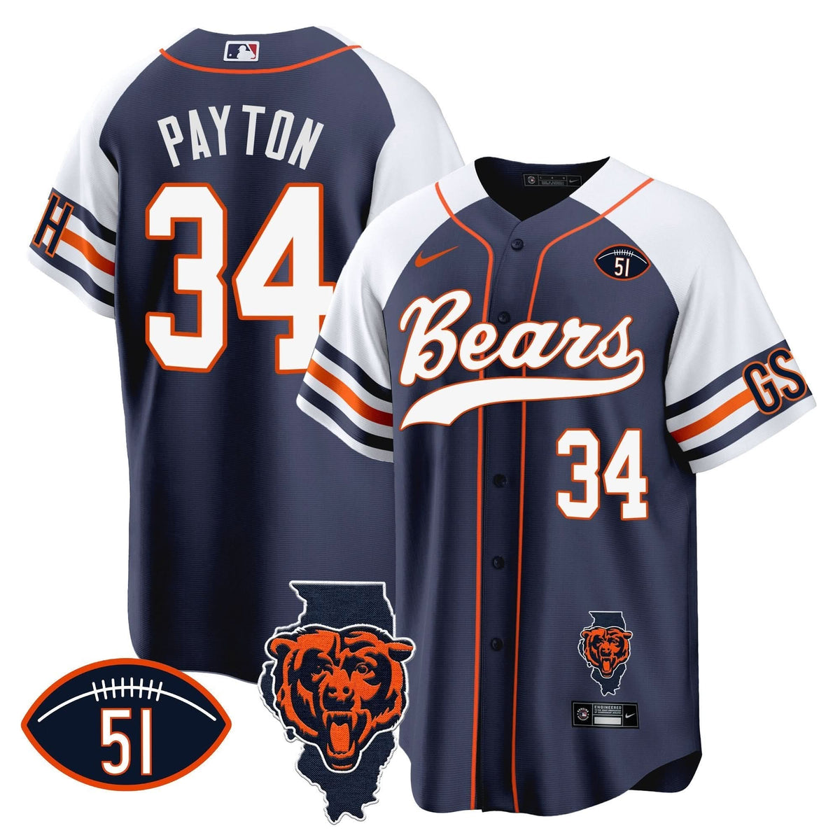 CHI Illinois Patch Baseball Jersey - All Stitched