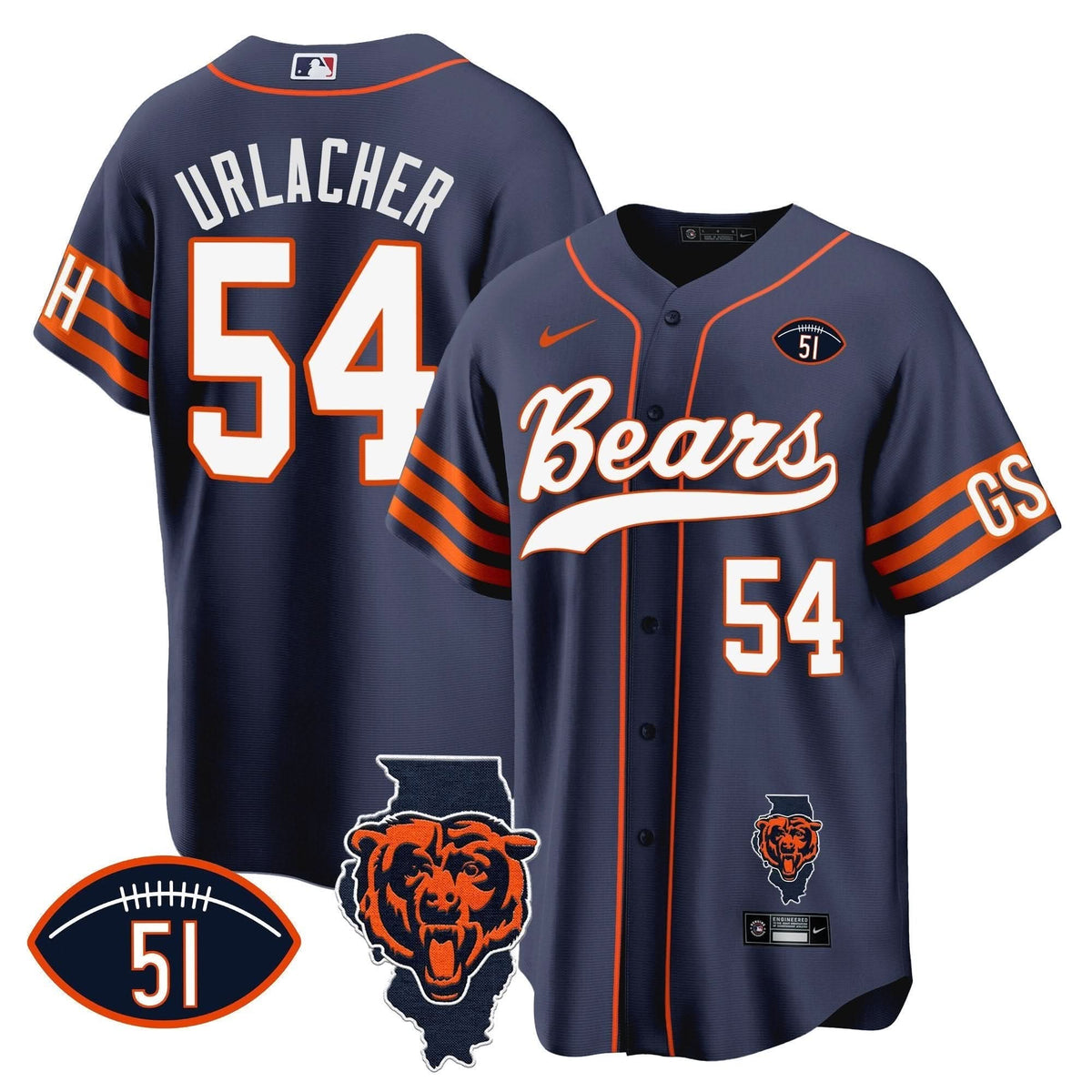 CHI Illinois Patch Baseball Jersey - All Stitched