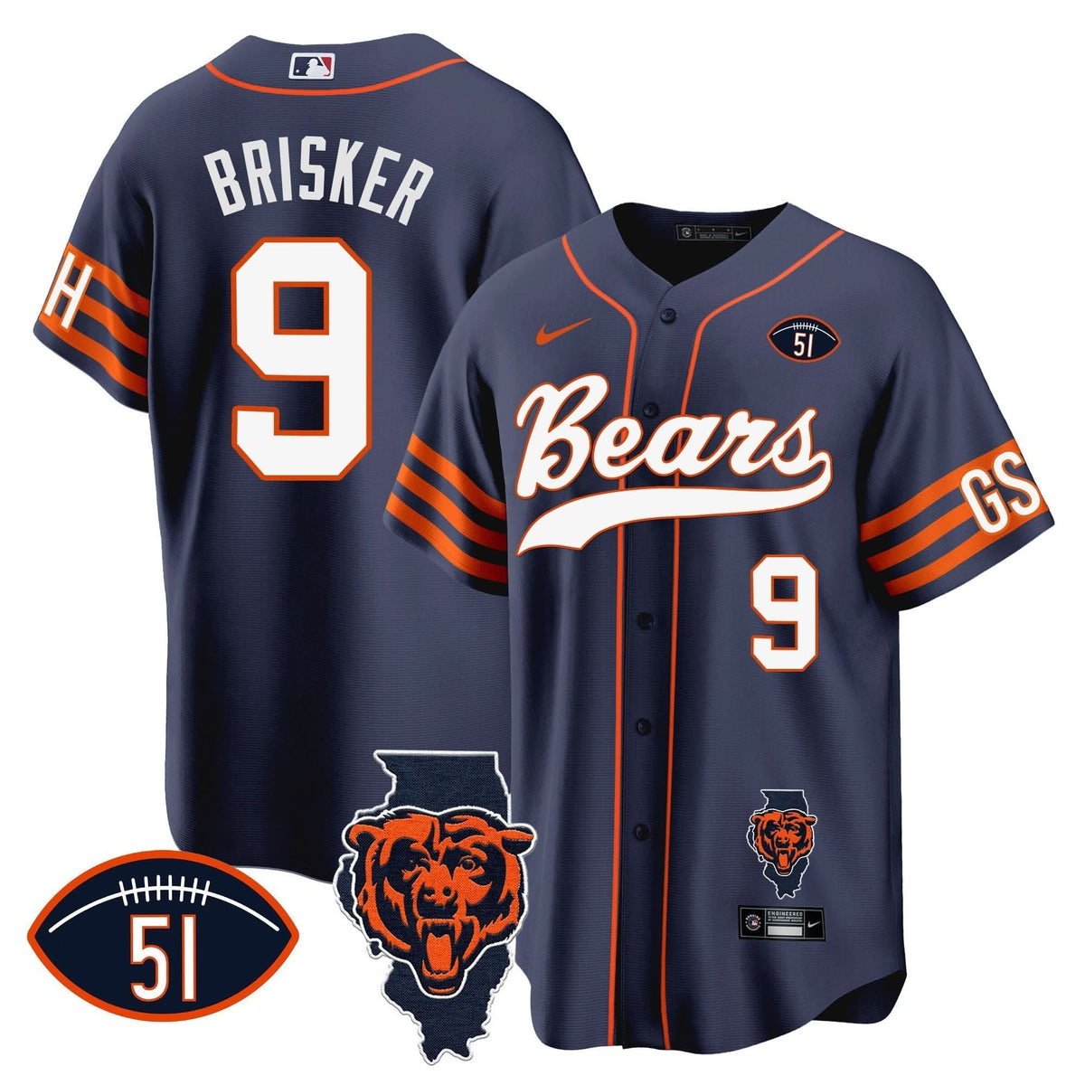 CHI Illinois Patch Baseball Jersey - All Stitched