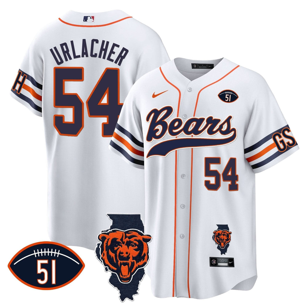 CHI Illinois Patch Baseball Jersey - All Stitched