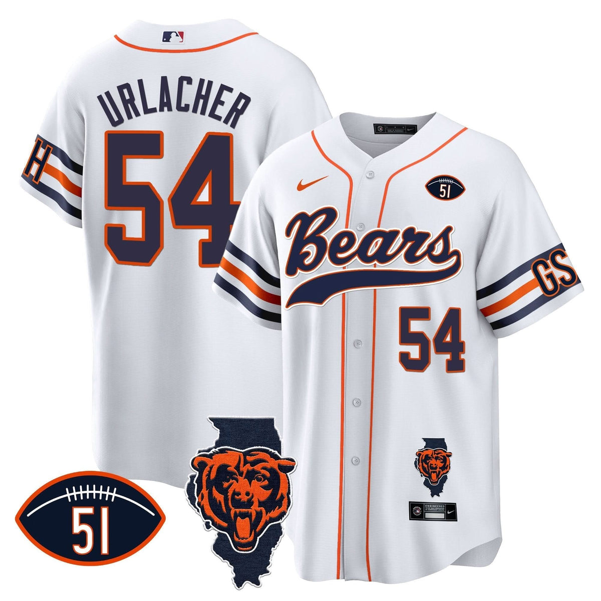 CHI Illinois Patch Baseball Jersey - All Stitched
