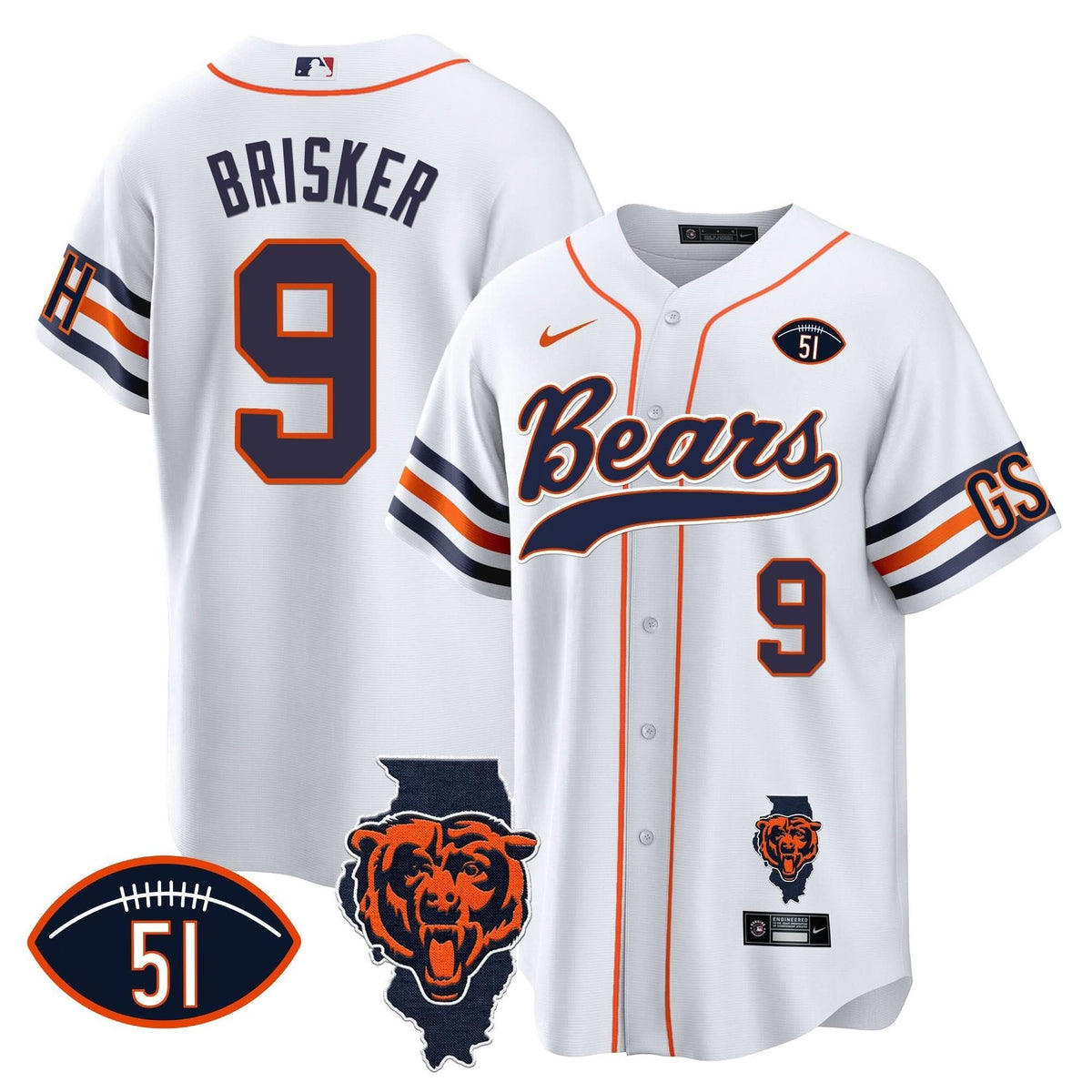 CHI Illinois Patch Baseball Jersey - All Stitched