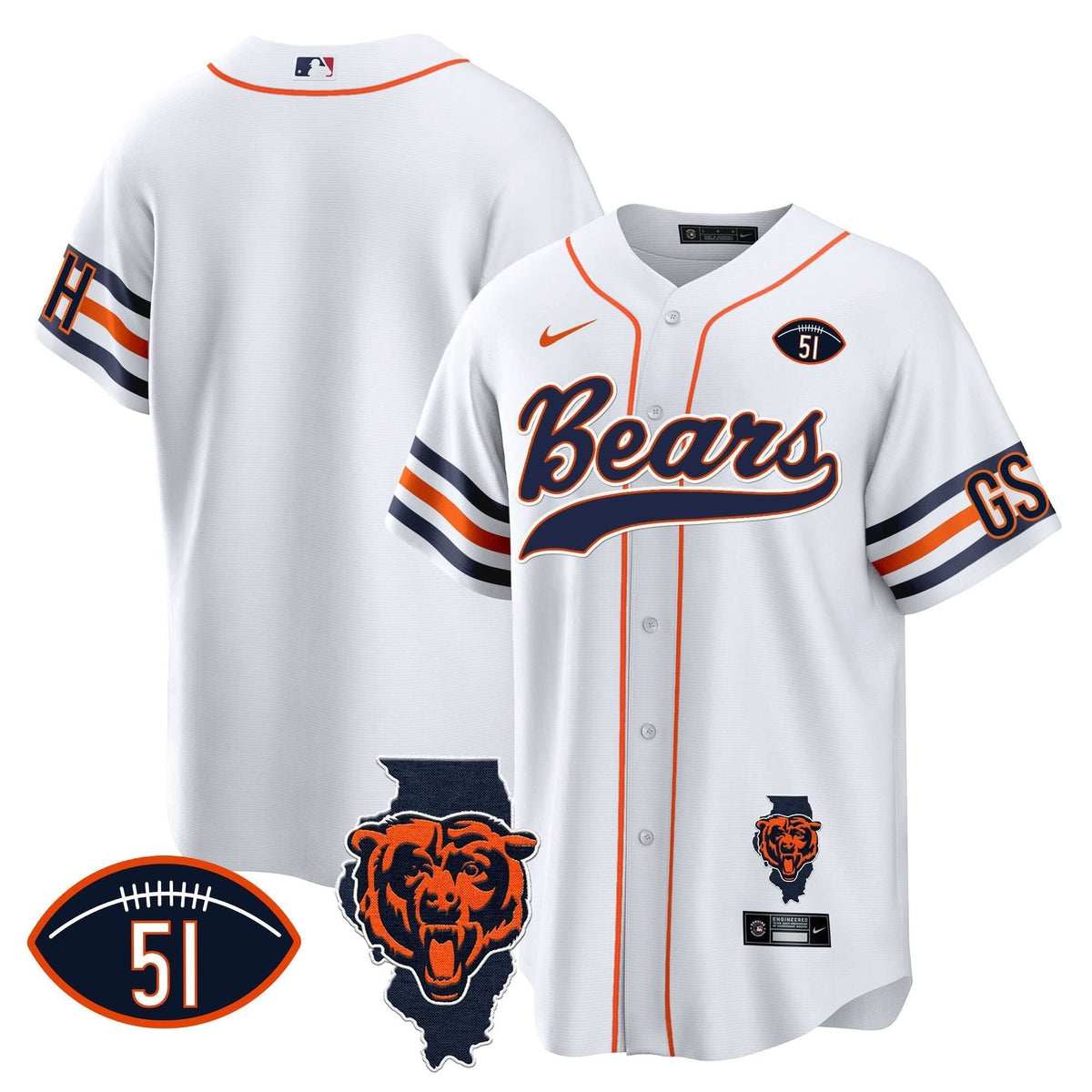 CHI Illinois Patch Baseball Jersey - All Stitched