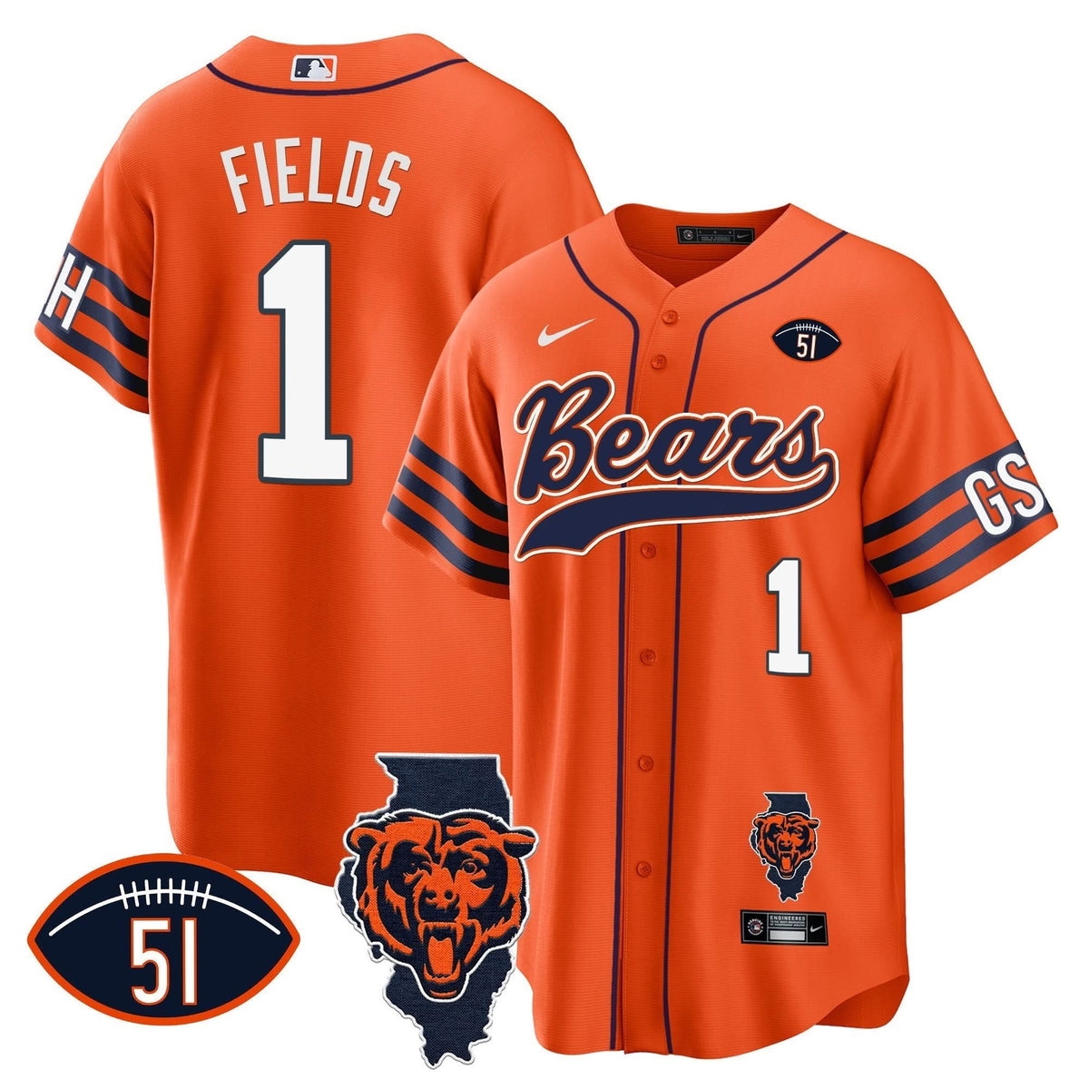 CHI Illinois Patch Baseball Jersey - All Stitched