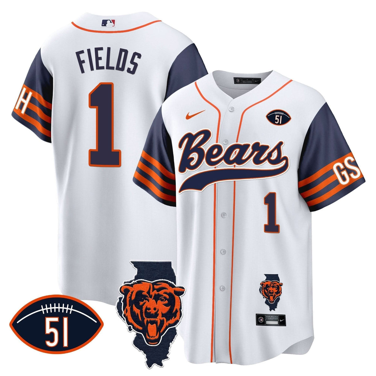 CHI Illinois Patch Baseball Jersey - All Stitched