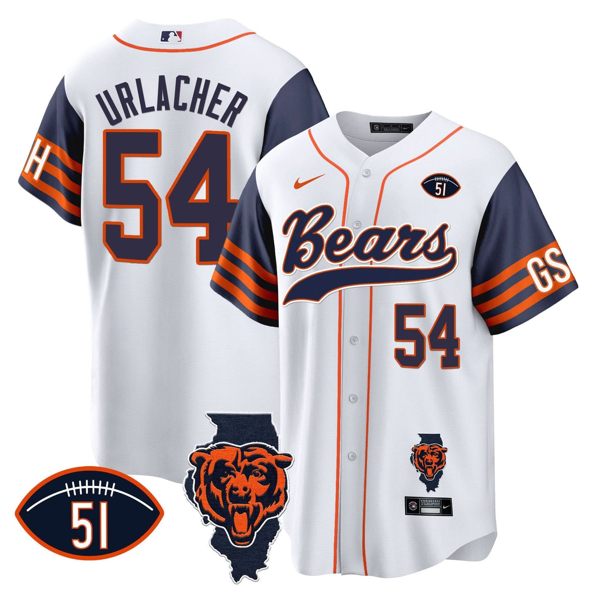 CHI Illinois Patch Baseball Jersey - All Stitched