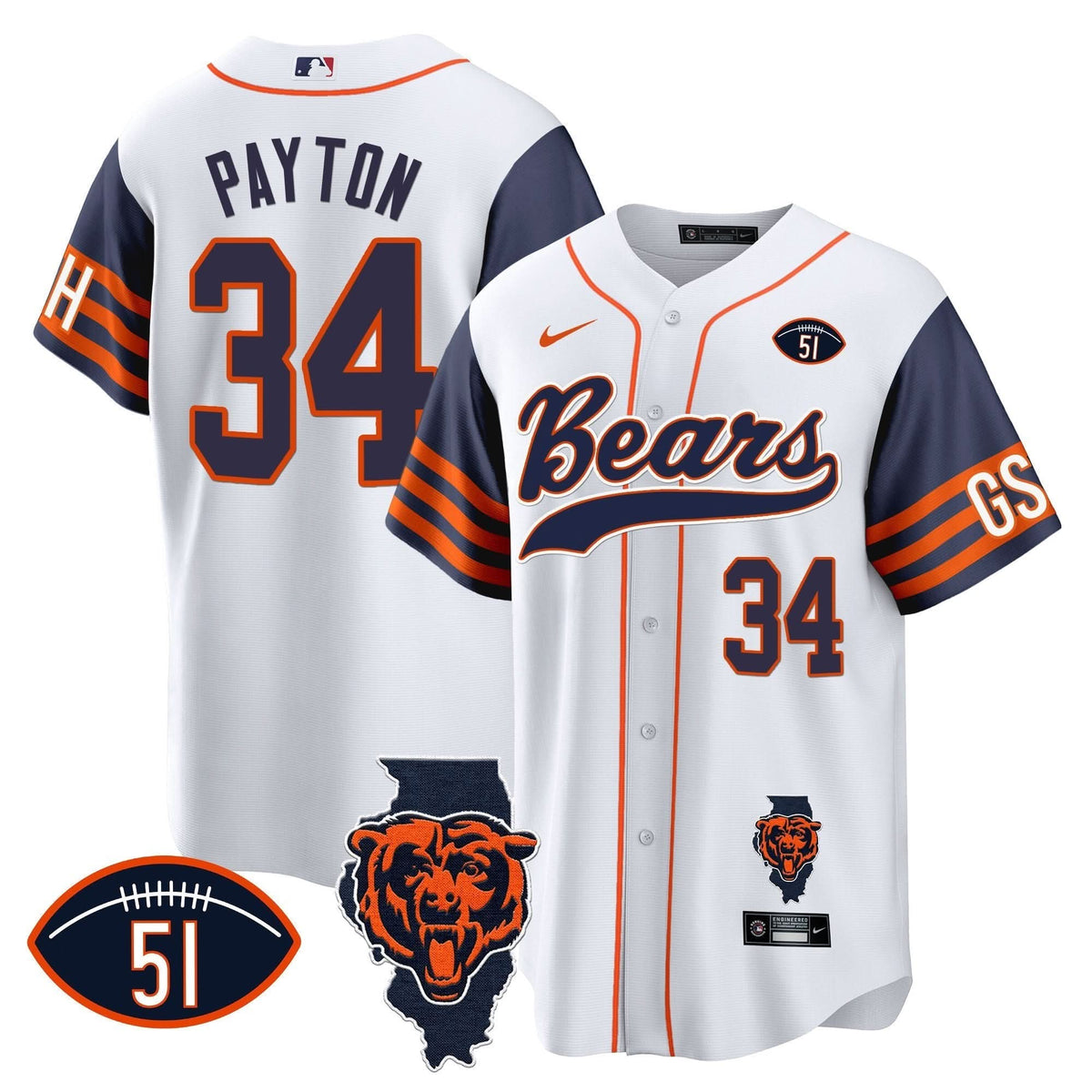 CHI Illinois Patch Baseball Jersey - All Stitched