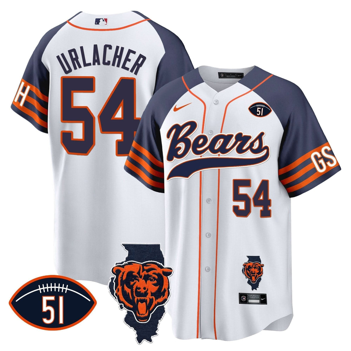 CHI Illinois Patch Baseball Jersey - All Stitched
