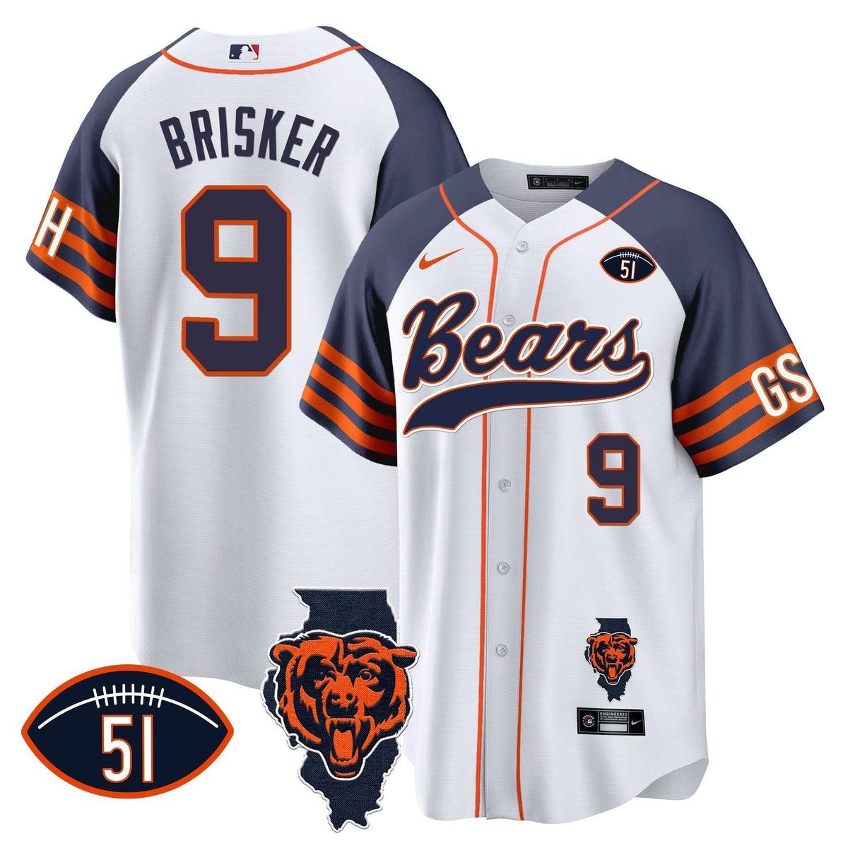 CHI Illinois Patch Baseball Jersey - All Stitched