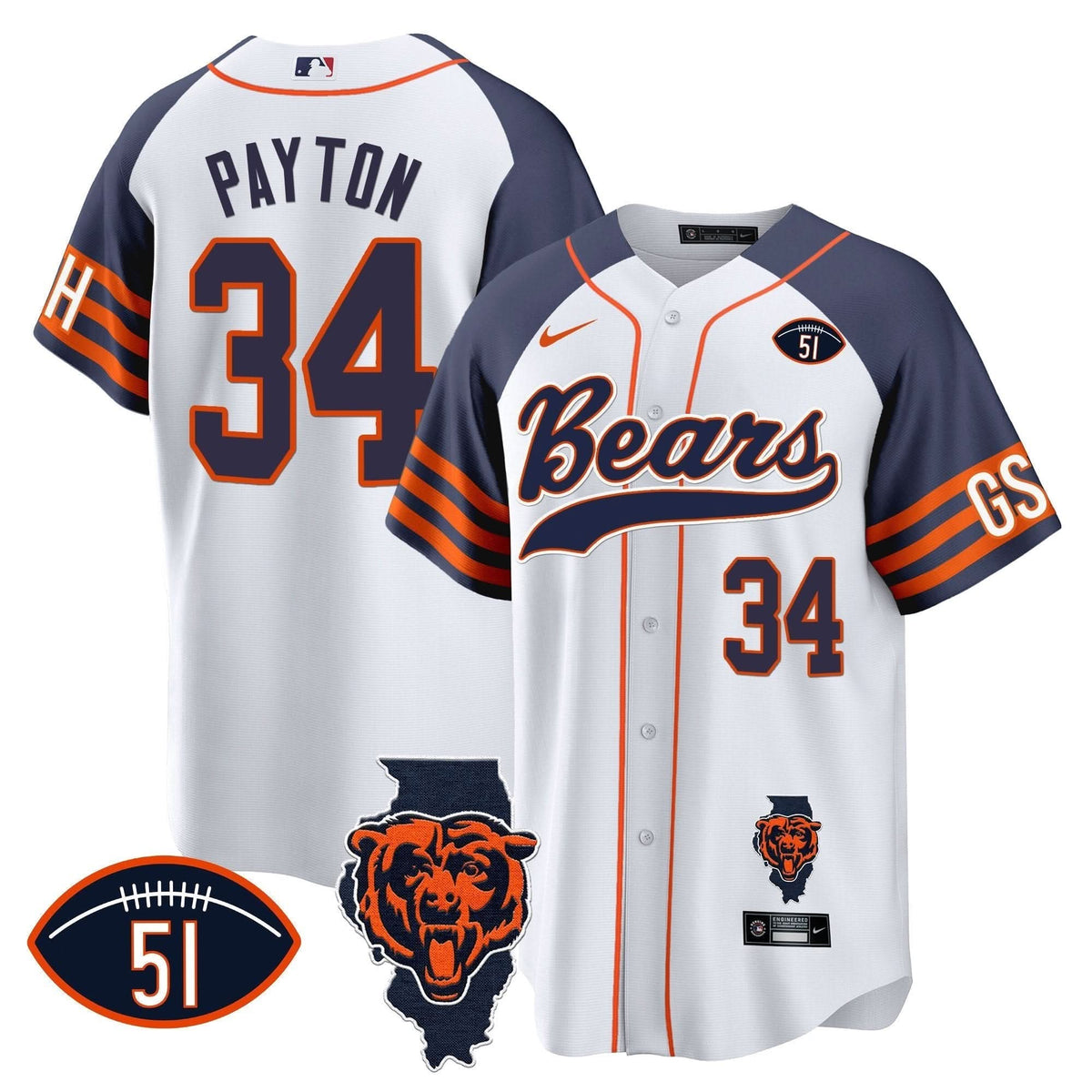 CHI Illinois Patch Baseball Jersey - All Stitched