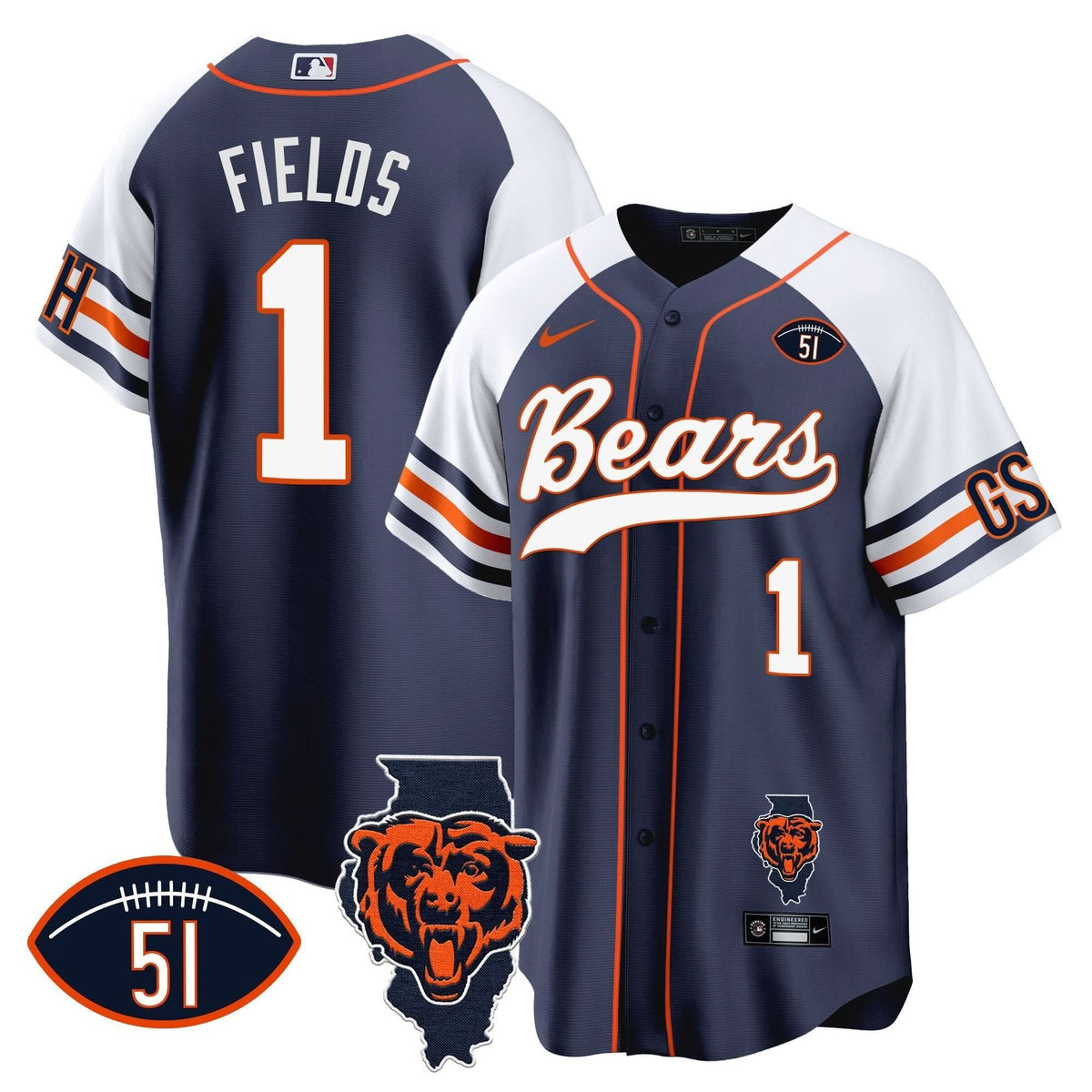 CHI Illinois Patch Baseball Jersey - All Stitched